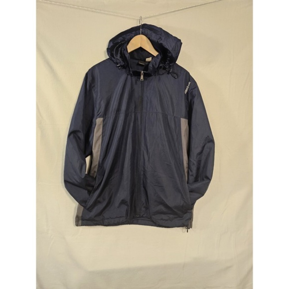 Mens Vintage Reebok Windbreaker Jacket Size: XL Navy Blue And Grey K084